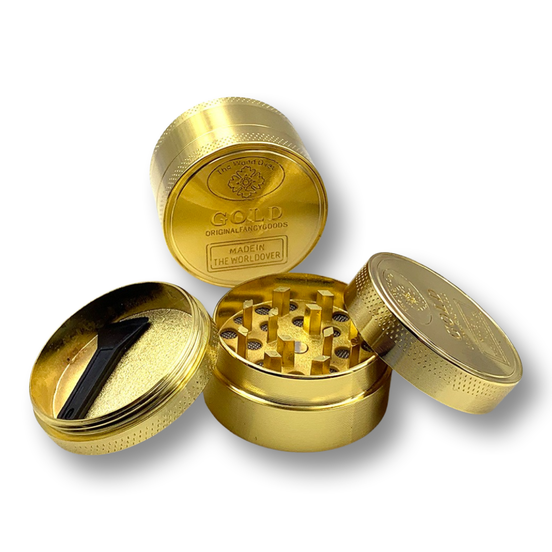 Grinder 4 Schichten Aluminium mit Magnet Smoking Mühle (40mm x 35mm) Gold