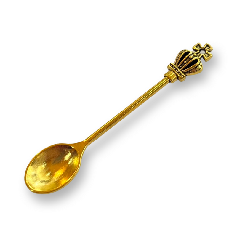 Mini cuillère vintage avec couronne, 60 mm, cuillère à poudre Snuff Snorter - Royal Charm for Snuff Gold