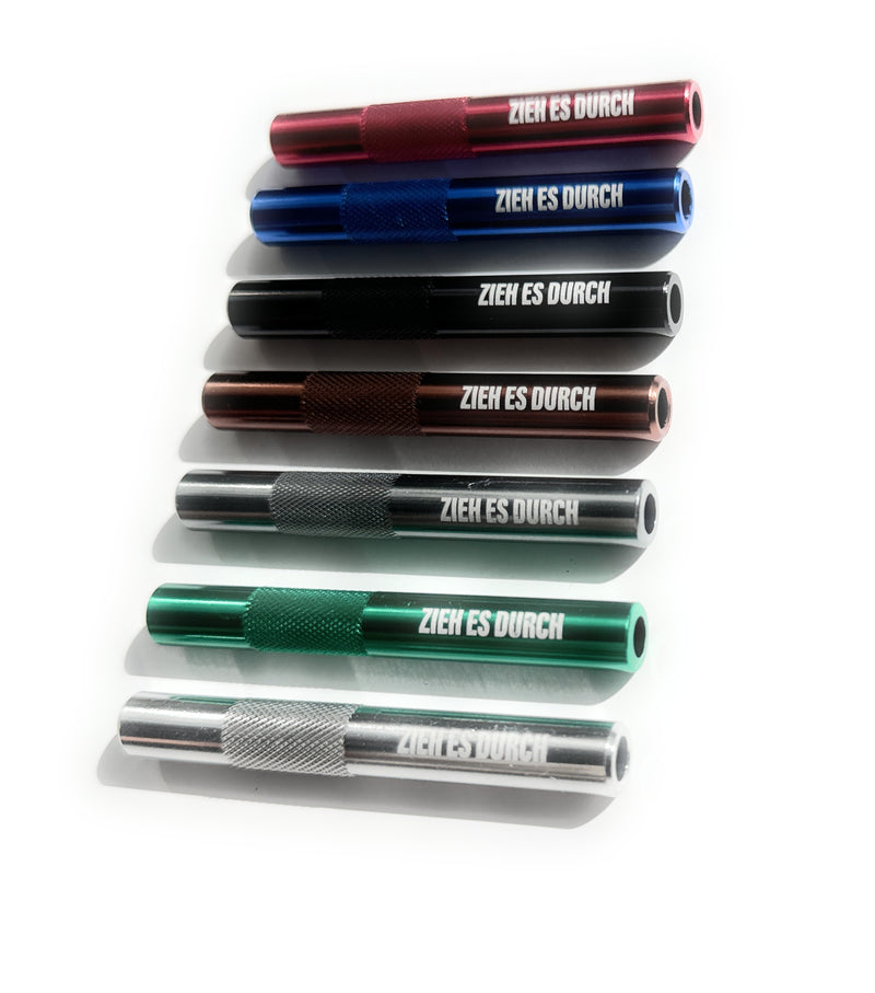 Tube with "pull it through" engraving made of aluminum - for your snuff - drawing tube length 70mm 7 colors to choose from