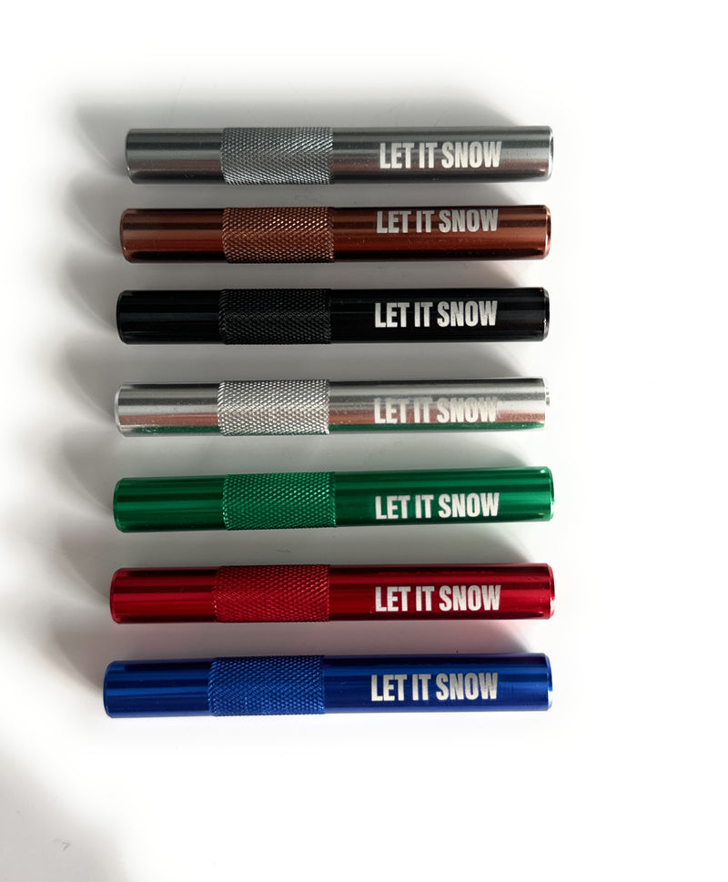 Tube with "Let it Snow" engraving made of aluminum - for your snuff - drawing tube length 70mm 7 colors to choose from