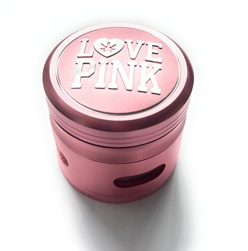 XXL Love Pink Grinder 4 pieces made of metal (63mm) with magnetic lid and robust teeth