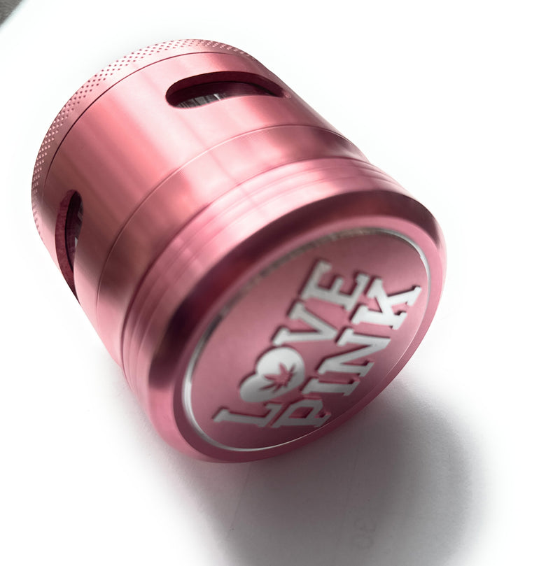 XXL Love Pink Grinder 4 pièces en métal (63 mm) avec couvercle magnétique et dents robustes