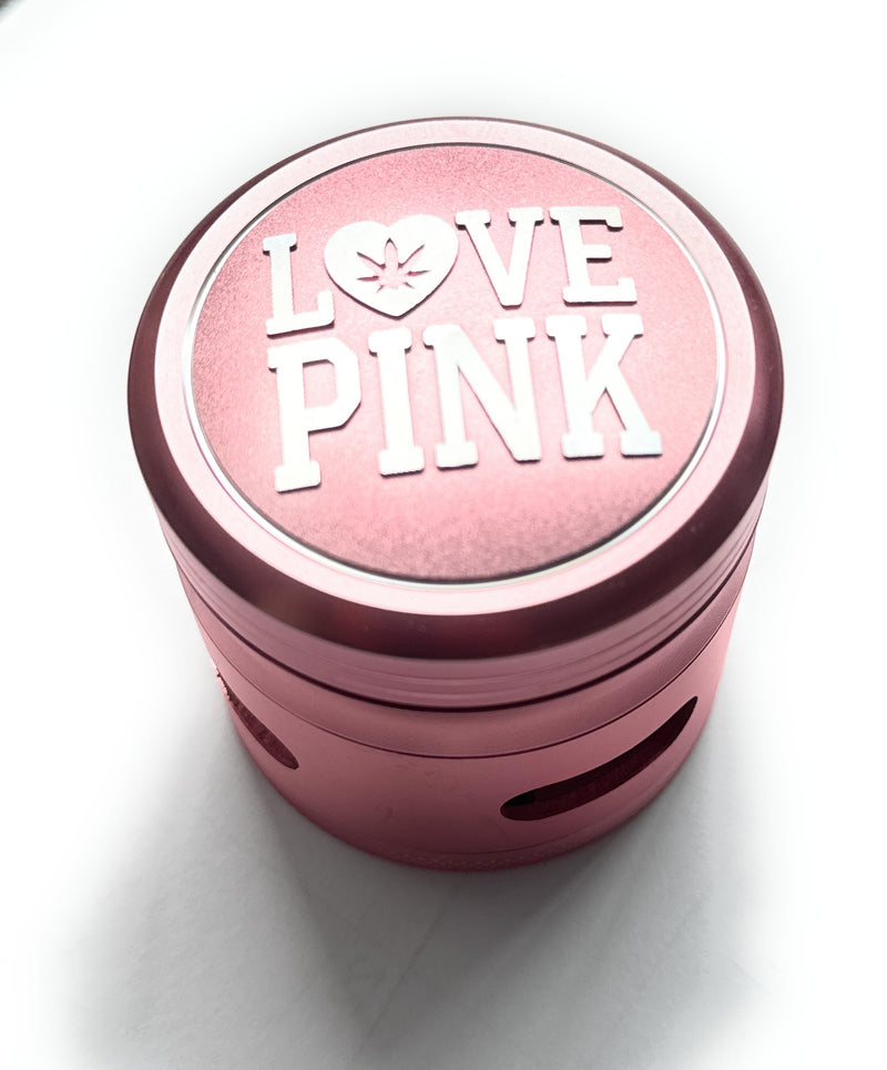 XXL Love Pink Grinder 4 pièces en métal (63 mm) avec couvercle magnétique et dents robustes