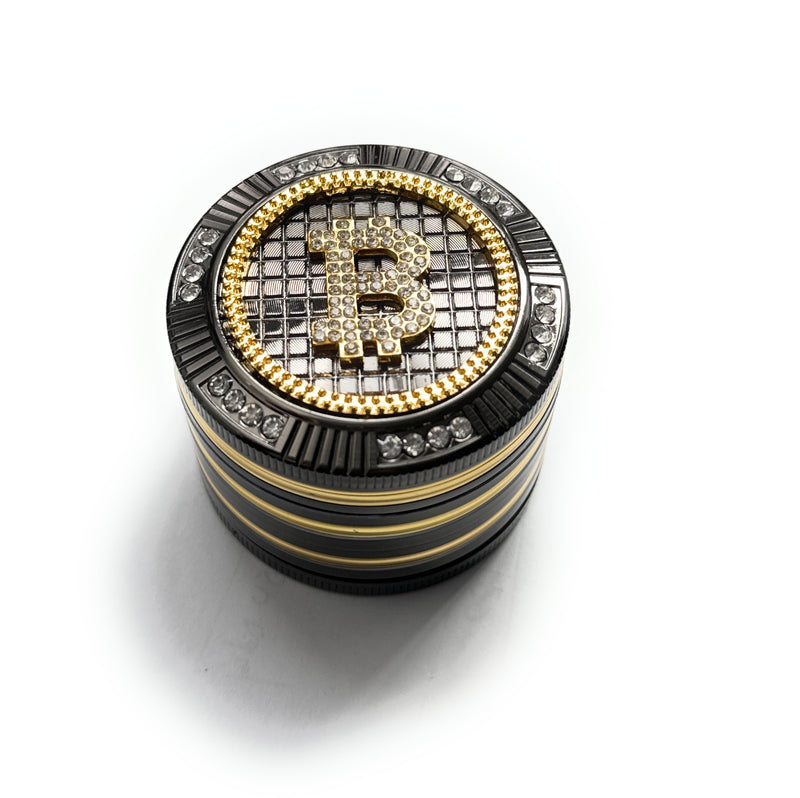 Bling Bling Bitcoin Grinder 4-piece (50mm) Champ High Gold and Rhinestones