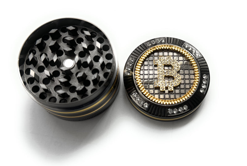 Bling Bling Bitcoin Grinder 4-piece (50mm) Champ High Gold and Rhinestones