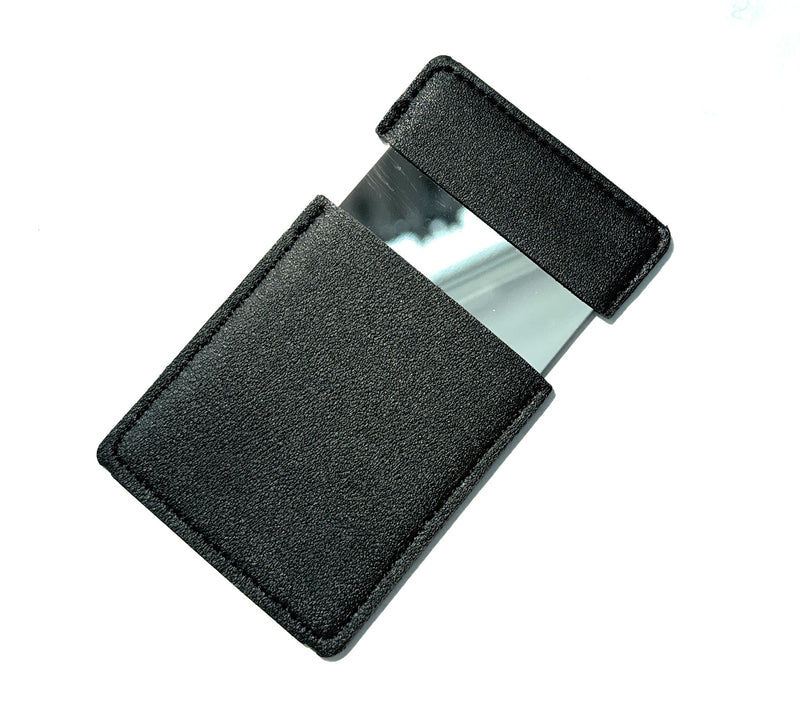 Mini mirror to-go in a black protective case - perfect base for on the go