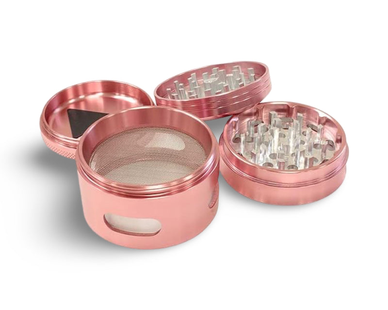 XXL Love Pink Grinder 4 pièces en métal (63 mm) avec couvercle magnétique et dents robustes