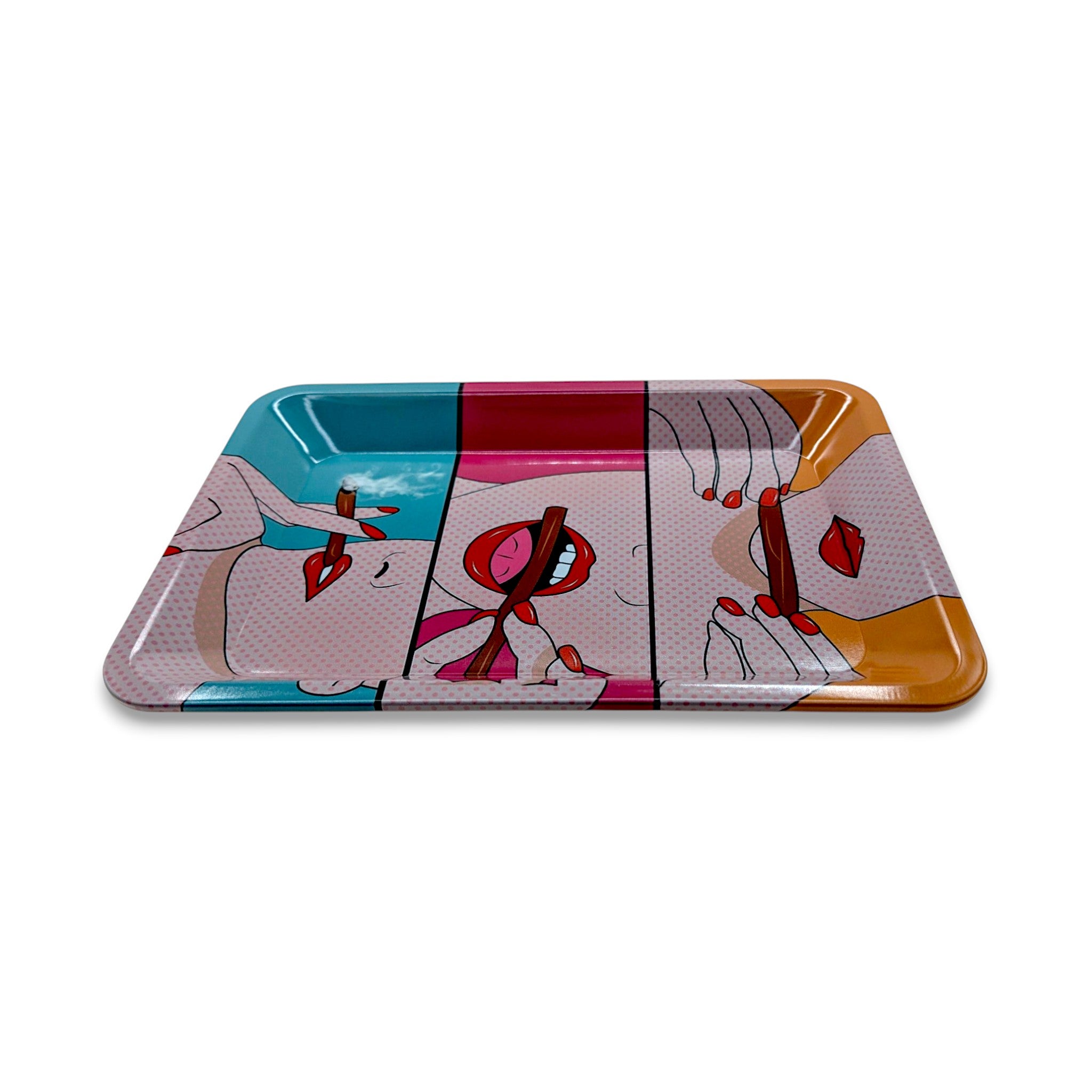 Metalltablett mit Smoking-Cartoon-Print – Perfekte Bauunterlage / Rolling Tray