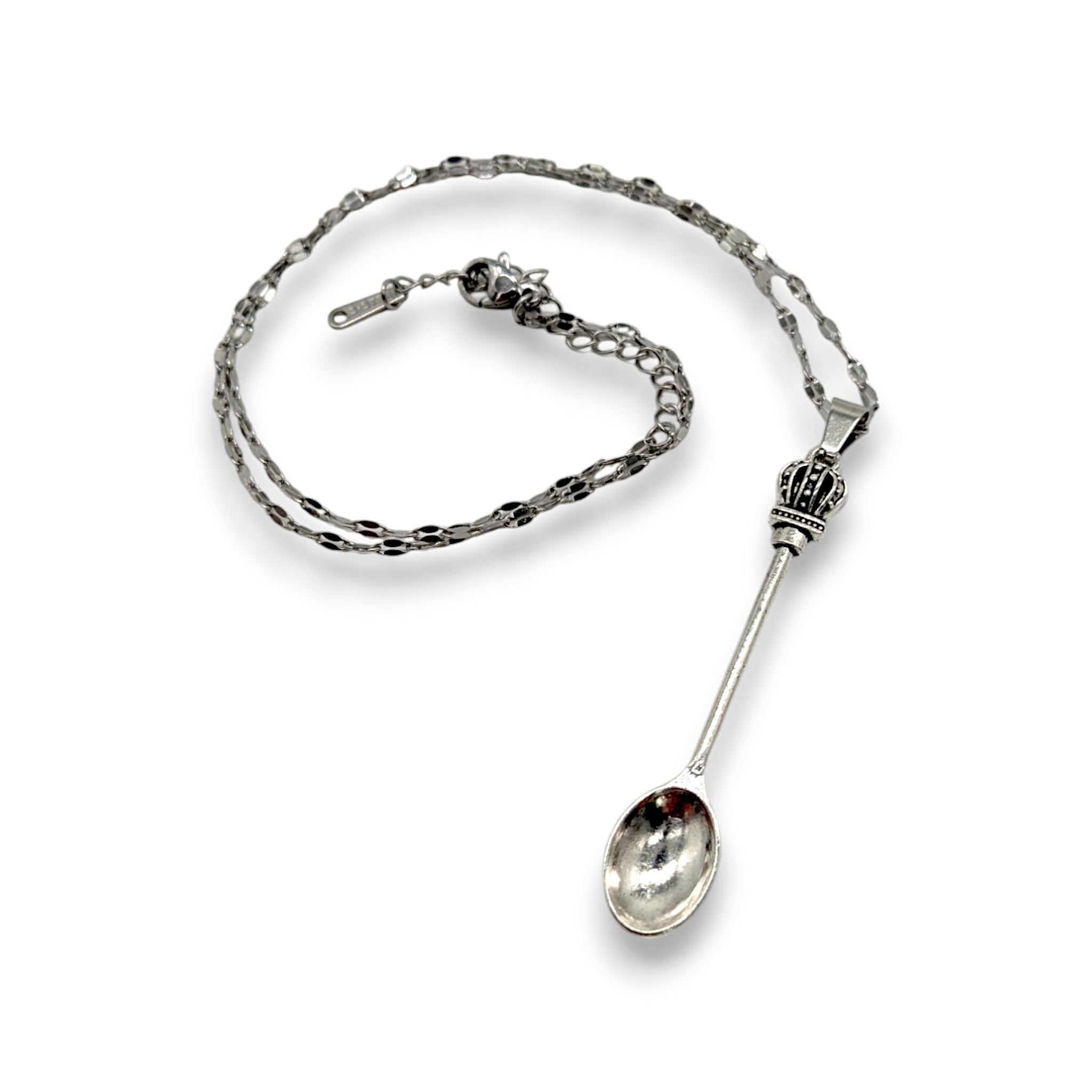 Ensemble de bijoux mini cuillère pendentif avec collier et boucles d'oreilles en argent