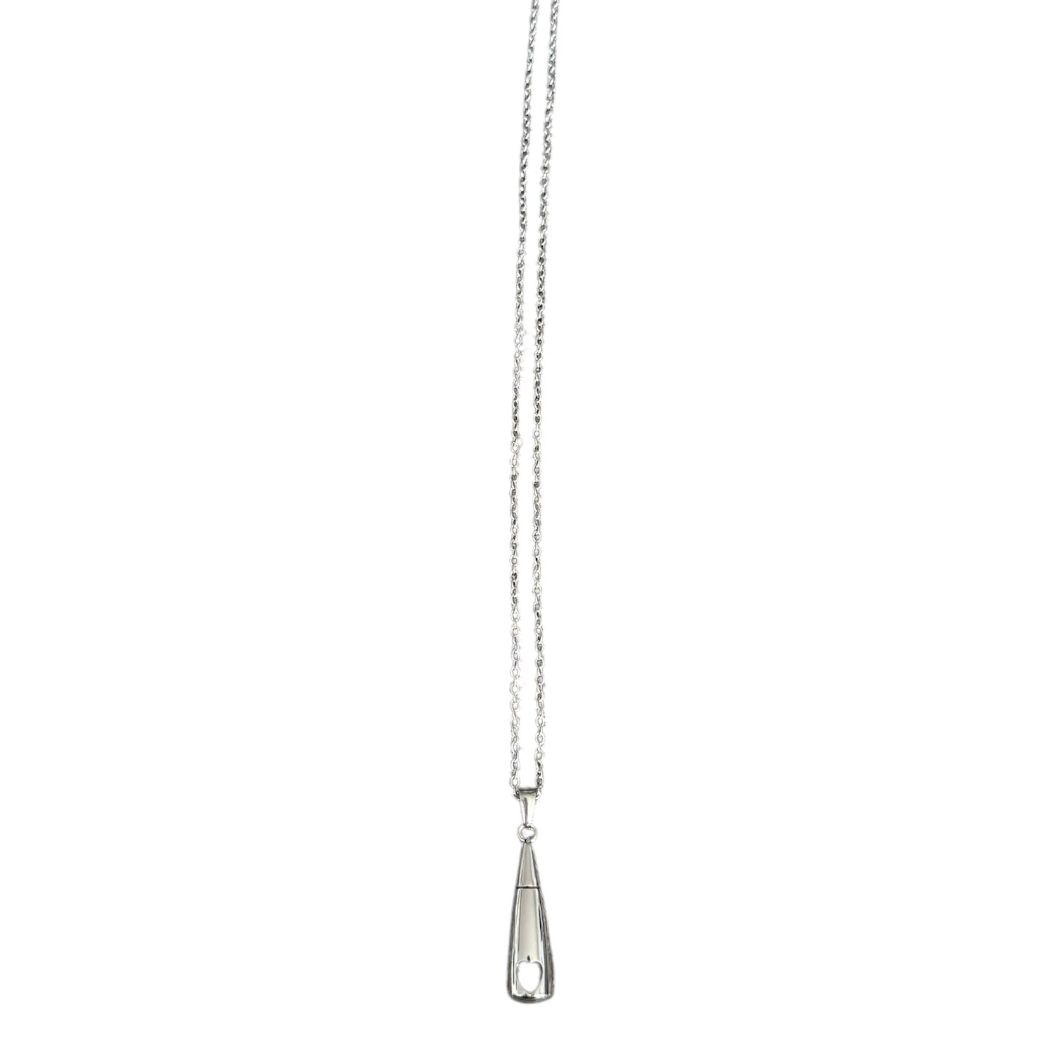 Elegante Halskette mit befüllbarem Kapsel-Anhänger und Herzdetail – silberfarben, 28 cm -  from DieBallerei