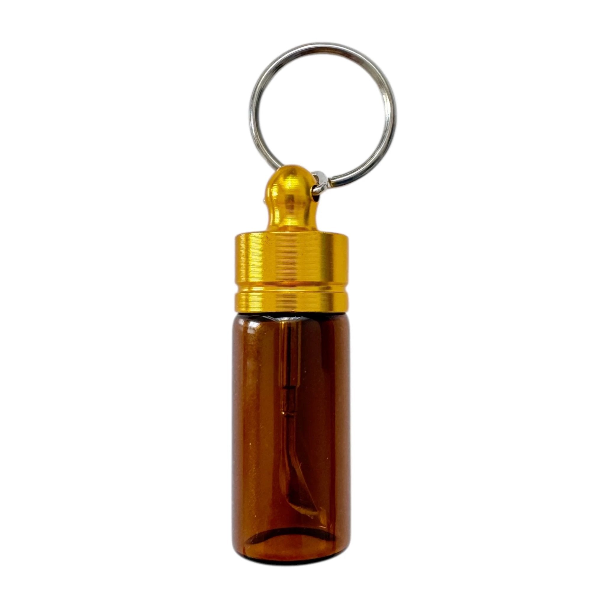 Stabiler Spender mit Teleskoplöffel – Schlüsselanhänger Braun mit Gold oder Rosé-Gold Deckel -  from DieBallerei