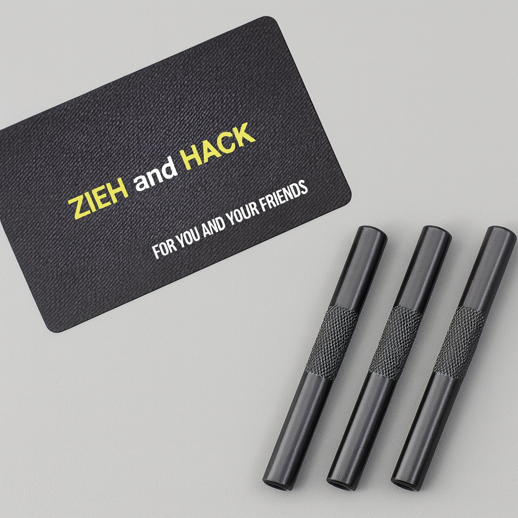 Röhrchen-Set – 3x Aluminium (Chrom, 70mm) inkl. Zieh-und-Hack-Karte