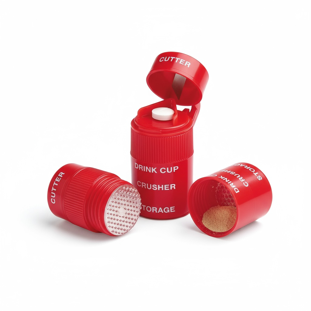 Roter Pillen-Crusher & Cutter – 3-in-1 Tool Pillenteiler