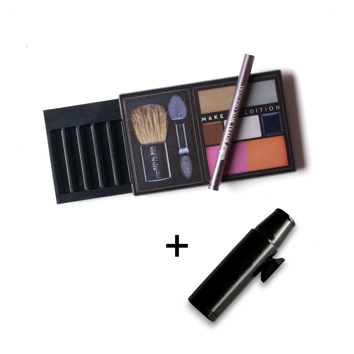 Royal Box "Make-Up" mit integriertem Röhrchen – Kompakt, Stilvoll & Viaelseitig + schwarzem Alu-Dosierer