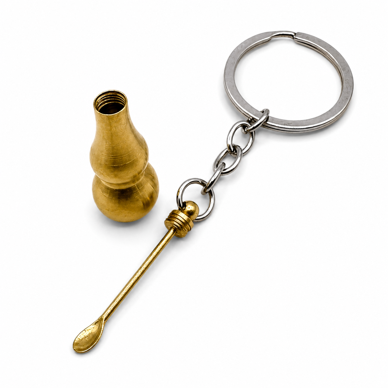 Schlüsselanhänger Gold mit integriertem Mini-Löffel – kompakt, edel, immer dabei