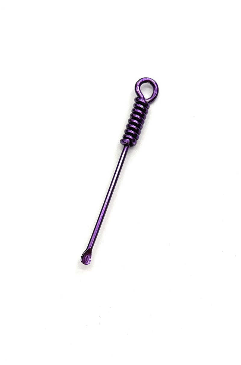 Mini cuillère violette avec anneau pour attacher au porte-clés, etc. (env. 70 mm) spirale