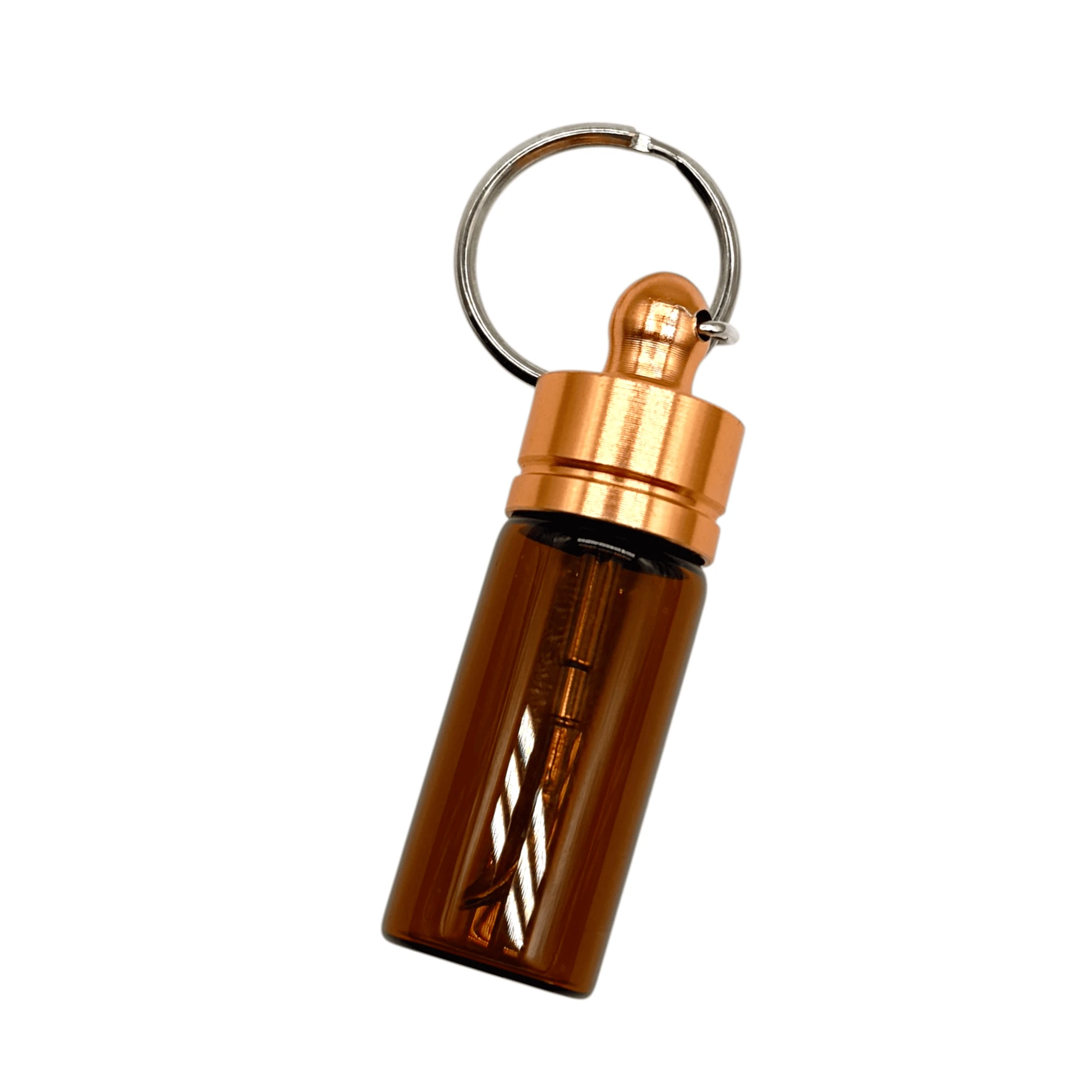 Stabiler Spender mit Teleskoplöffel – Schlüsselanhänger Braun mit Gold oder Rosé-Gold Deckel -  from DieBallerei