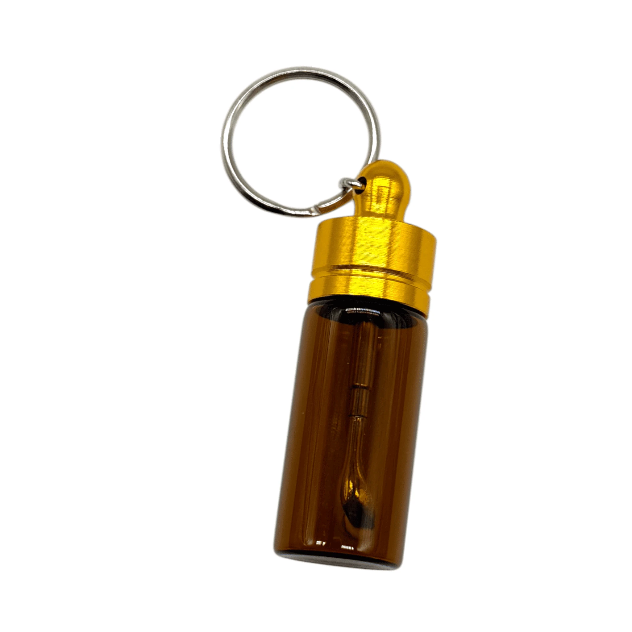 Stabiler Spender mit Teleskoplöffel – Schlüsselanhänger Braun mit Gold oder Rosé-Gold Deckel -  from DieBallerei