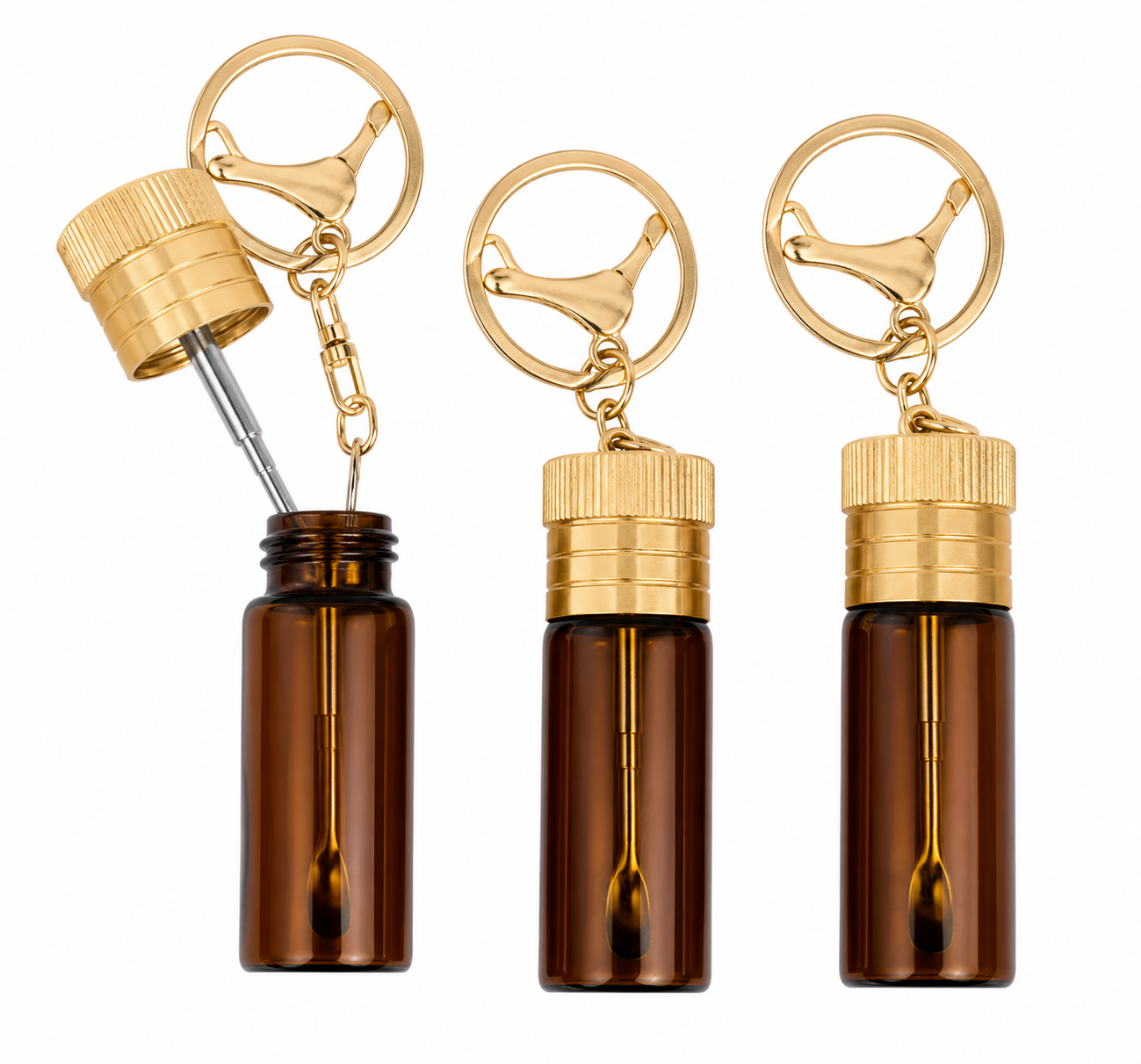 🤎 Teleskop-Löffel Anhänger – Amber Brown mit Gold Details