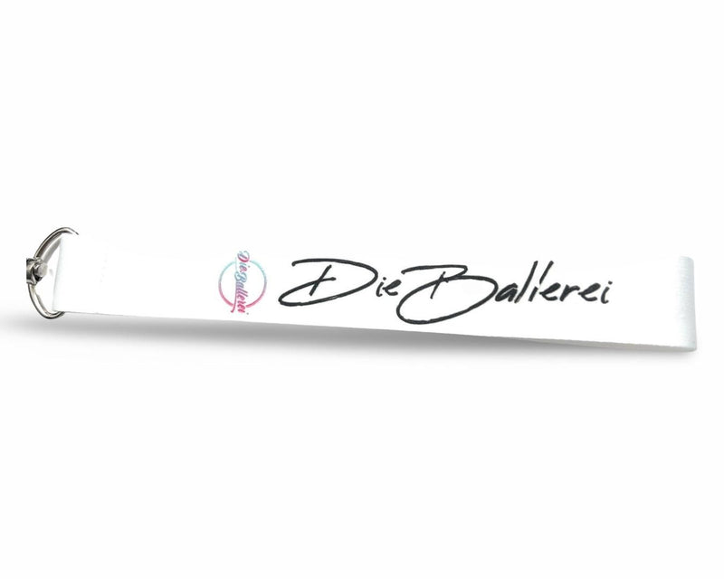 Die.Ballerei lanyard with "Die.Ballerei" logo and clasp