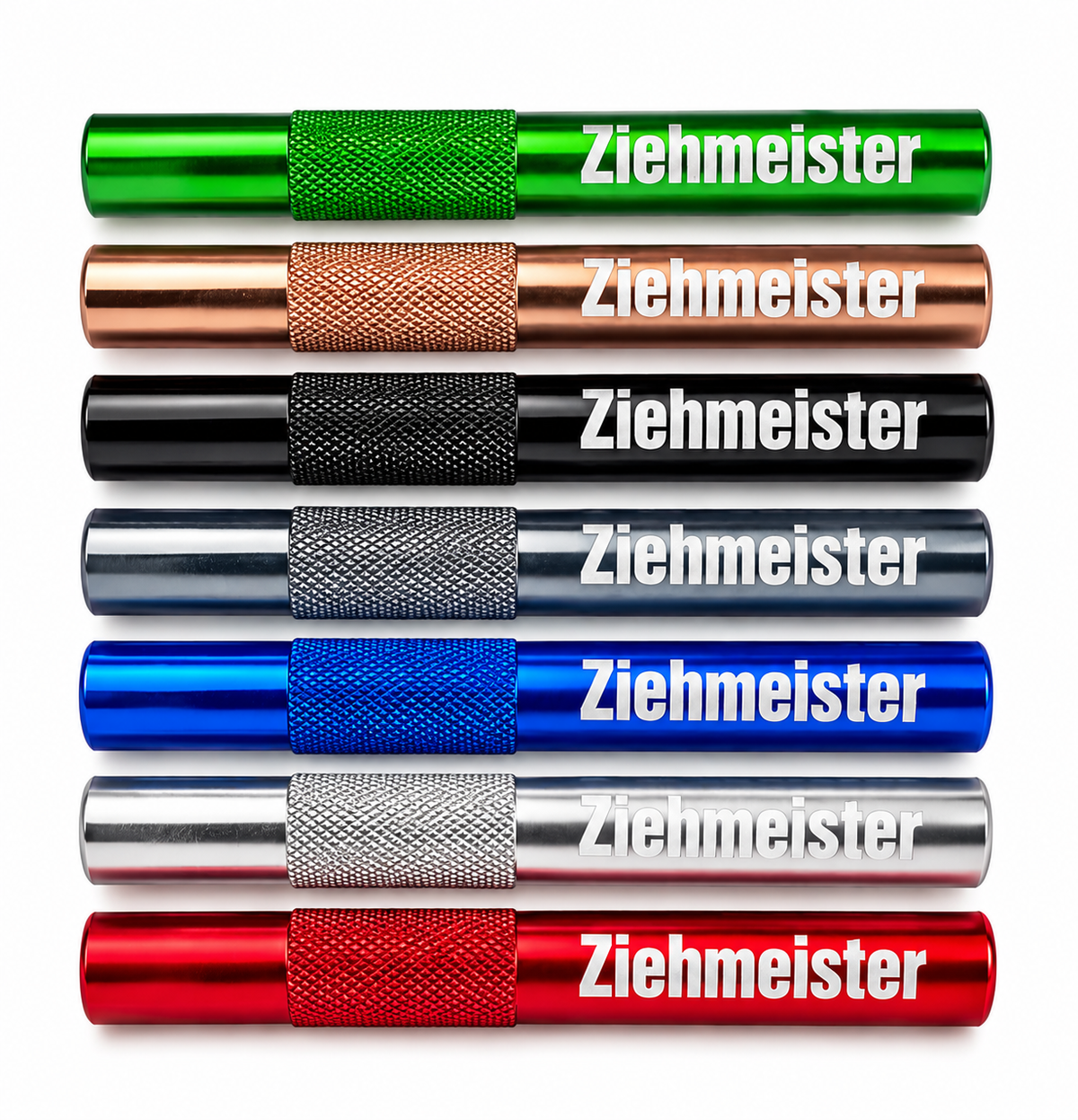 Zieh-Röhrchen aus Aluminium mit Gravur "Ziehmeister" in 7 Farben