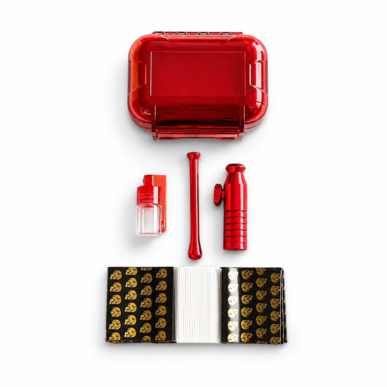 Hard Case Schnupftabak Set Locker in Rot – robuste Aufbewahrungsbox für Schnupftabak und Zubehör