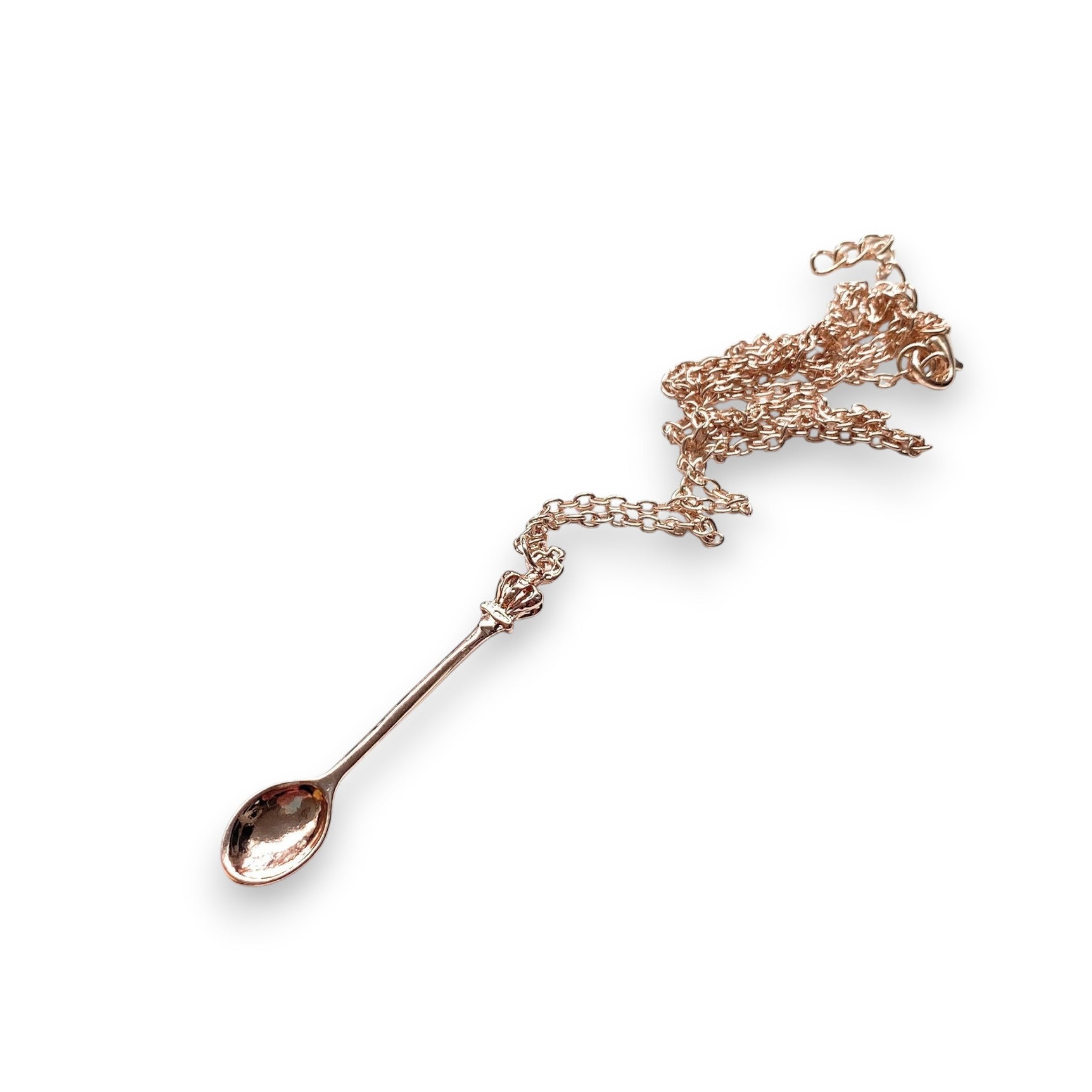 Mini Löffel Anhänger Charm mit Halskette in Rose-Gold, Länge ca. 40cm Kette Sniffer Snorter Snuff Snorter Powder Löffel Kette Rosé