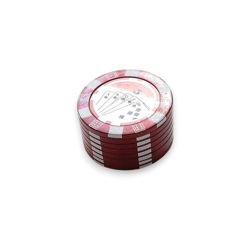 Broyeur aspect jetons de poker (45 mm) 3 couches en aluminium avec aimant moulin à fumer Cookie Funny Fun Stoner herbe rouge