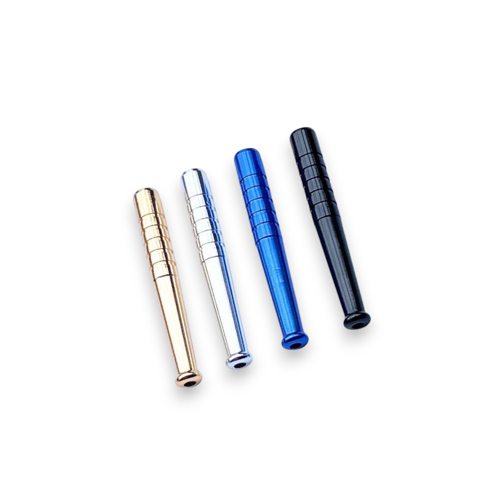 4 x Colored Metal Straw Strohhalm Ziehröhrchen Snuff Bat Snorter Nasal Tube Bullet Sniffer Snuffer (Gold/Silber/Blau/Schwarz)