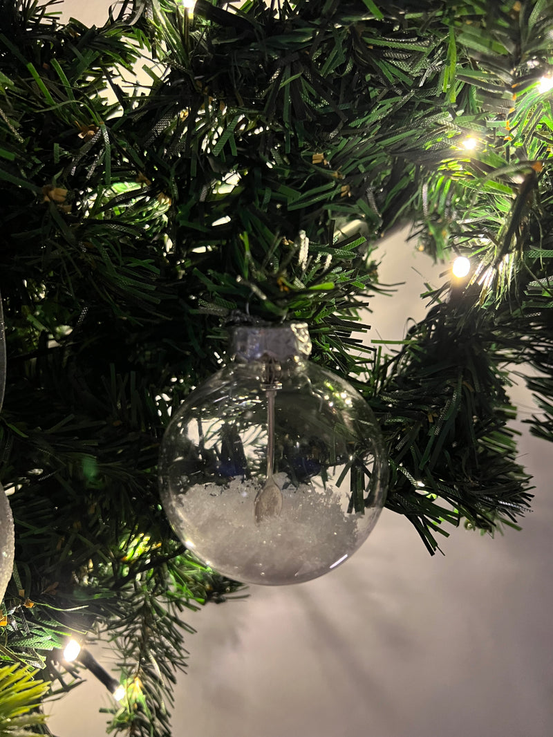 Christmas tree ball / Christmas ball / Christmas decoration ball “Let is Snow” with spoon and artificial snow Xmas party, gift