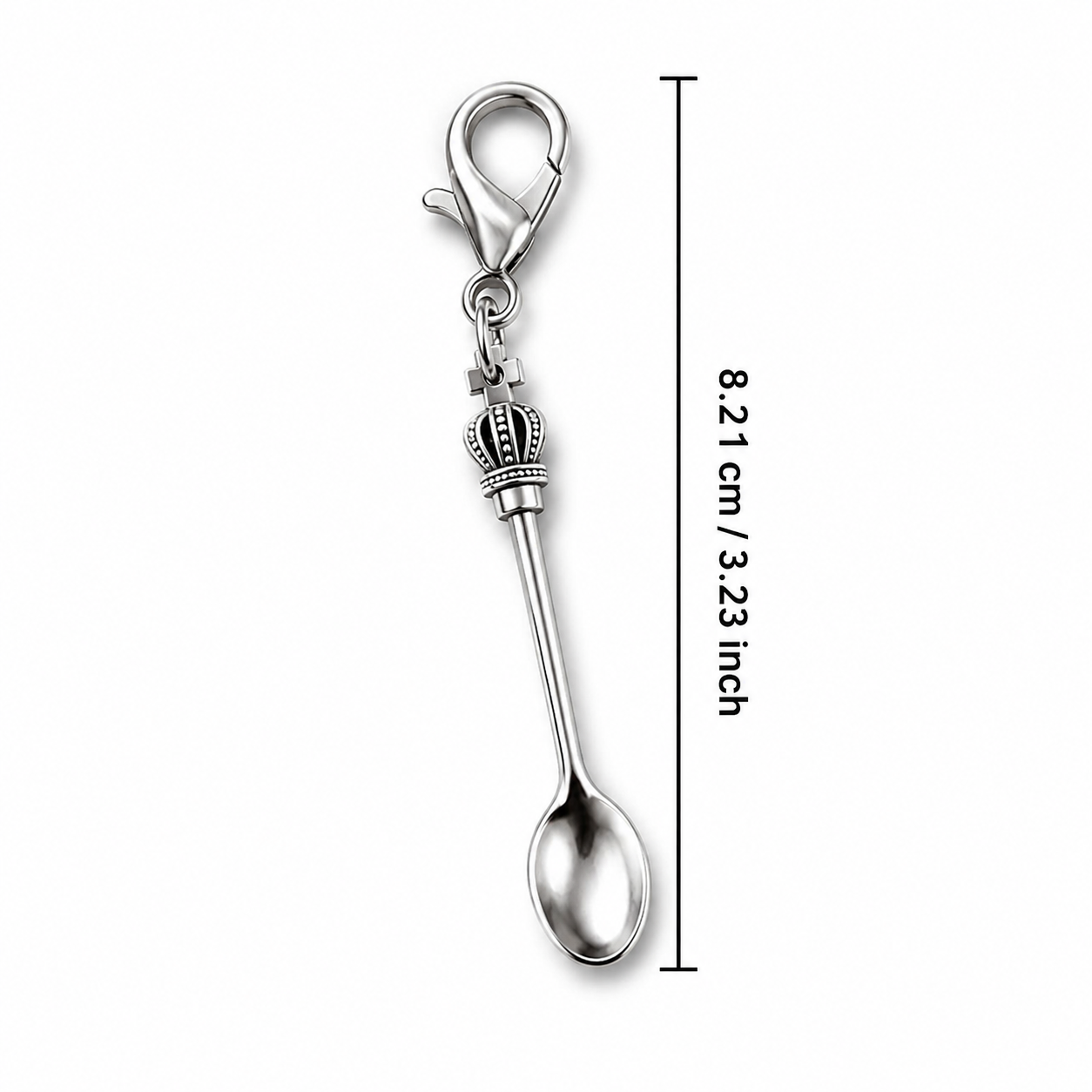 Silberner Mini-Löffel Schlüsselanhänger mit Krone – Edel & praktisch
