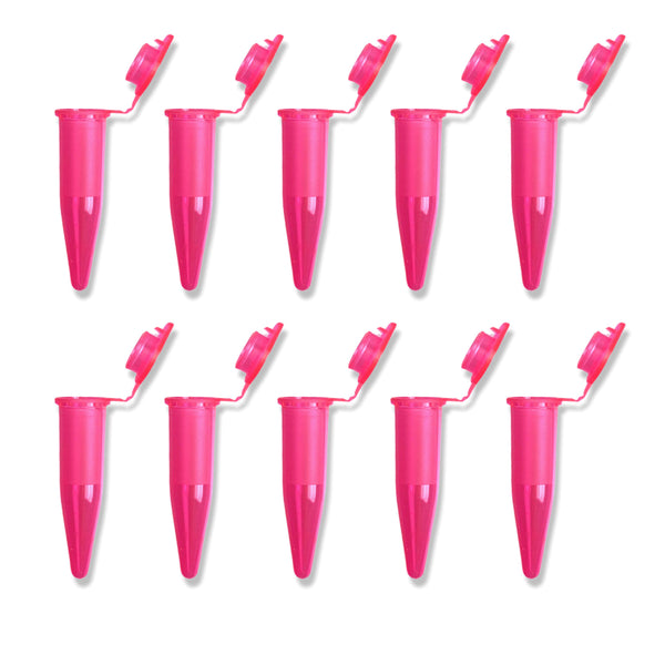 Jeu de capsules (10 pièces) avec indication de quantité Sniff Snuff conservation capsule en tissu plastique refermable microtubes 1,5 ml rose