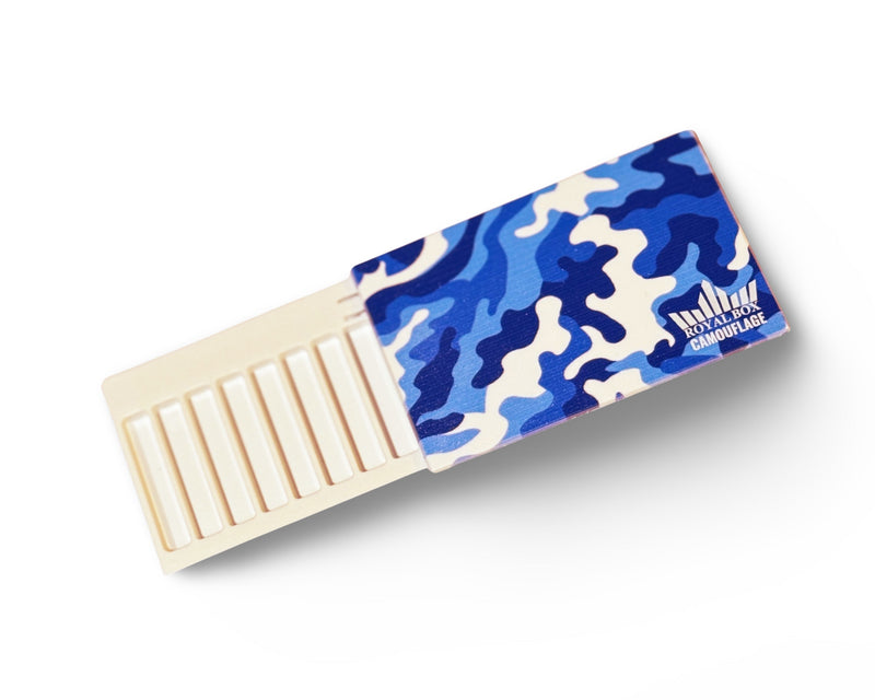 Boîte royale avec tube intégré pour tabac à priser pour les déplacements, bleu camouflage