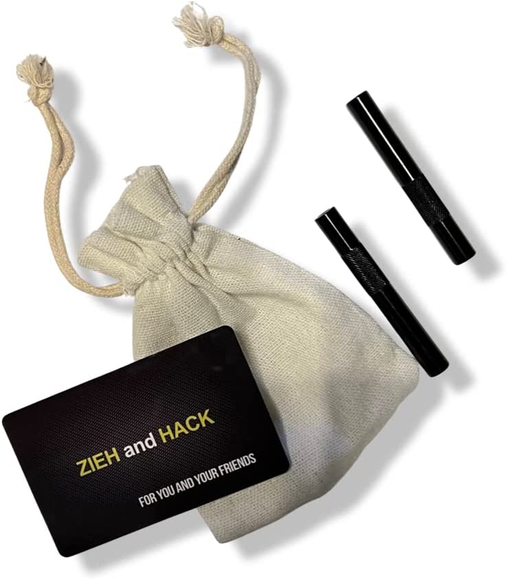 2 aluminum drawing tubes in black (70mm long) & “DRAW and HACK” card & linen storage bag in a set