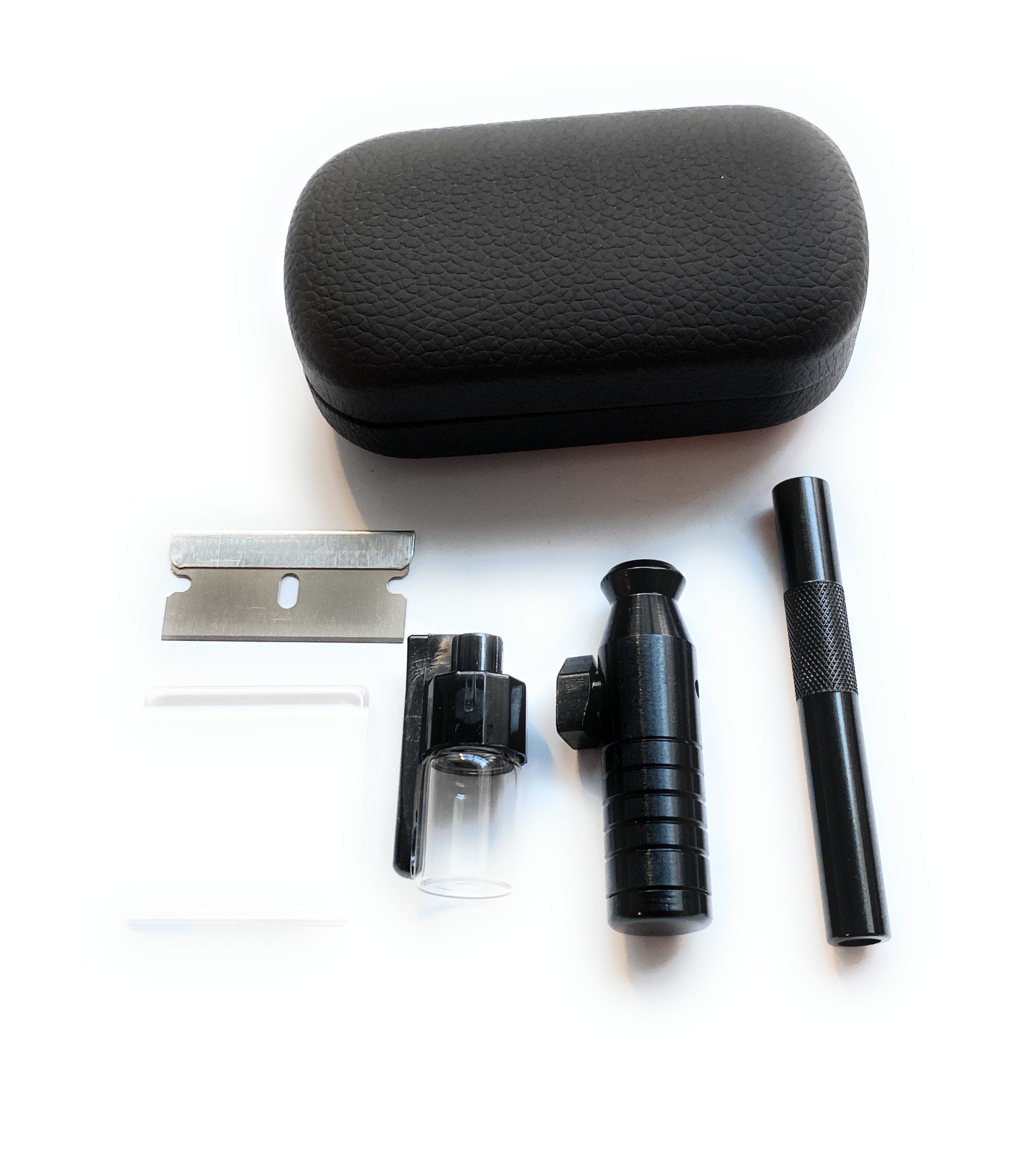 SET Etui Noir (tube, mini plaque en verre, distributeur avec cuillère, doseur, lame) en étui rigide