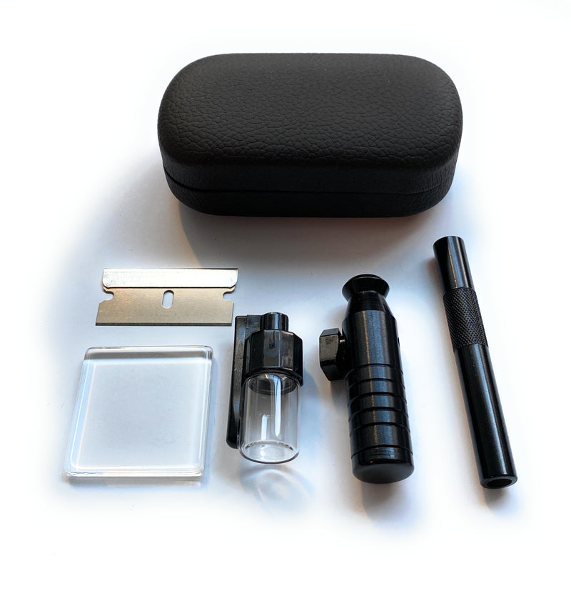 SET Etui Noir (tube, mini plaque en verre, distributeur avec cuillère, doseur, lame) en étui rigide