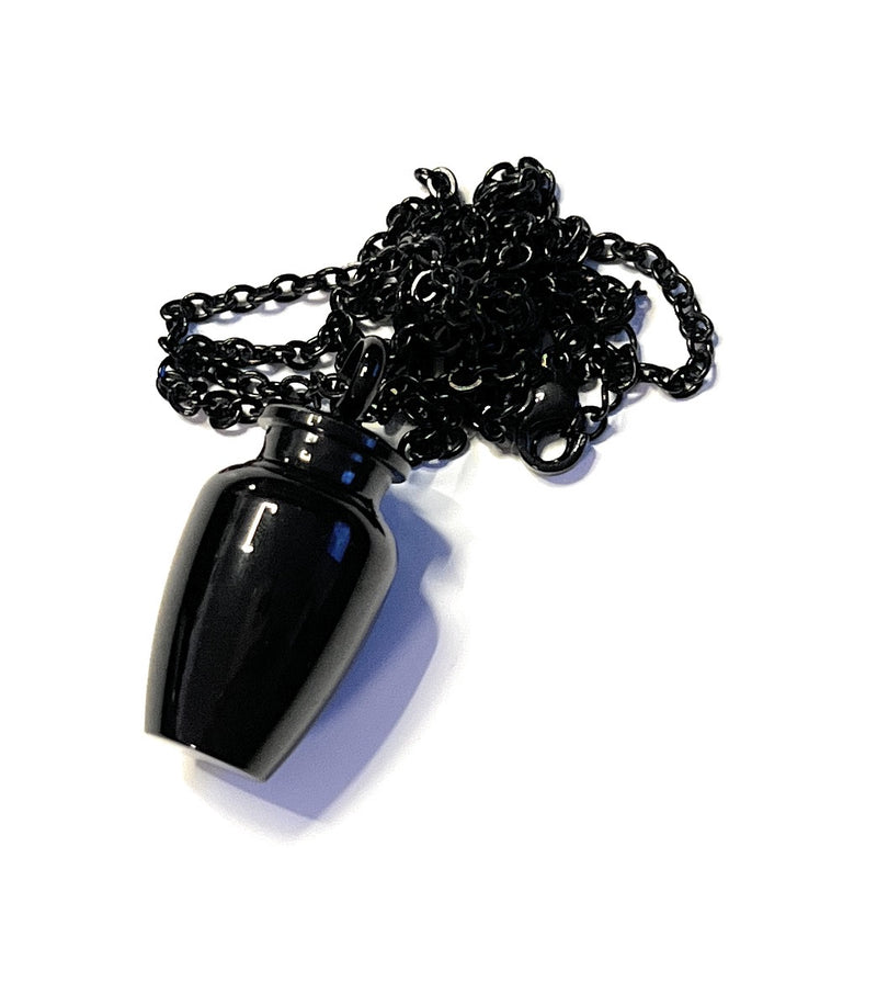 Halskette mit befüllbarer Kapsel in Schwarz (ca. 32,5cm) Kette Zylinder Collier Anhänger zum schrauben aus Edelstahl