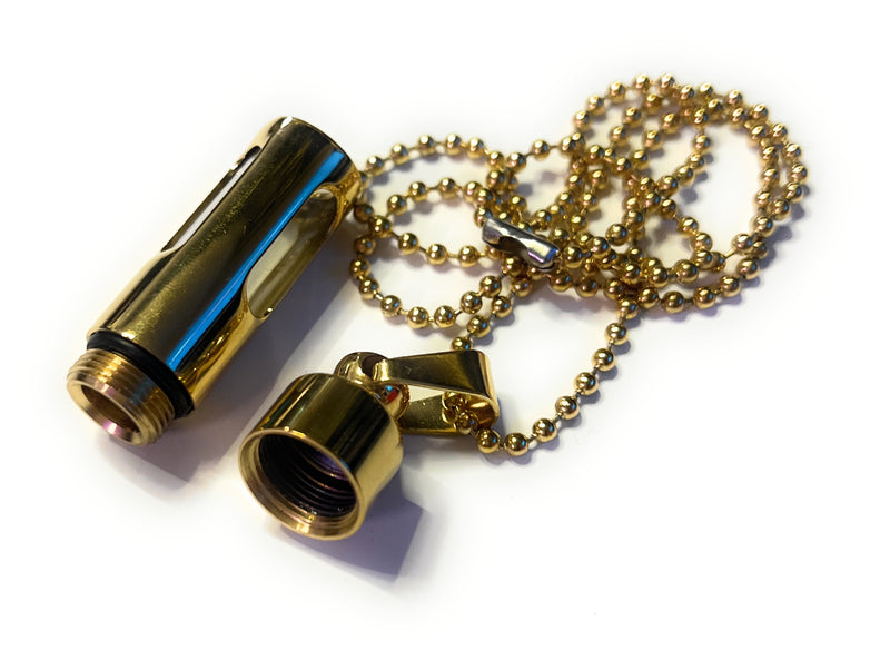 Kette/ Aufbewahrungsbox Pillenbox Bottle Spender Stainless steel Glass Necklace in Gold