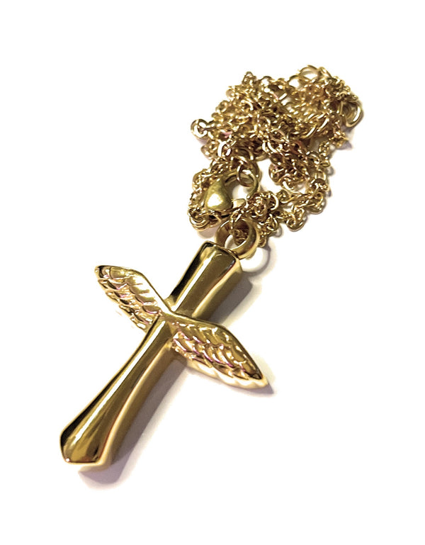 Kreuz Kette mit Anhänger Portionierer sniff snuff bottle Stainless steel Necklace Gold