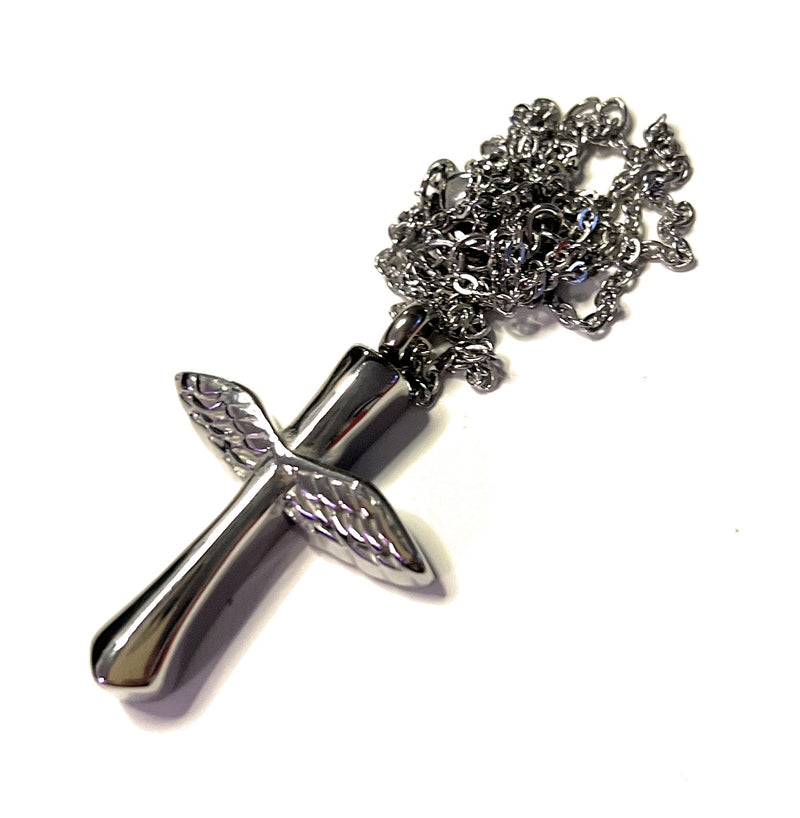 Collier croix avec pendentif portionneur sniff tabatière Collier en acier inoxydable Argent