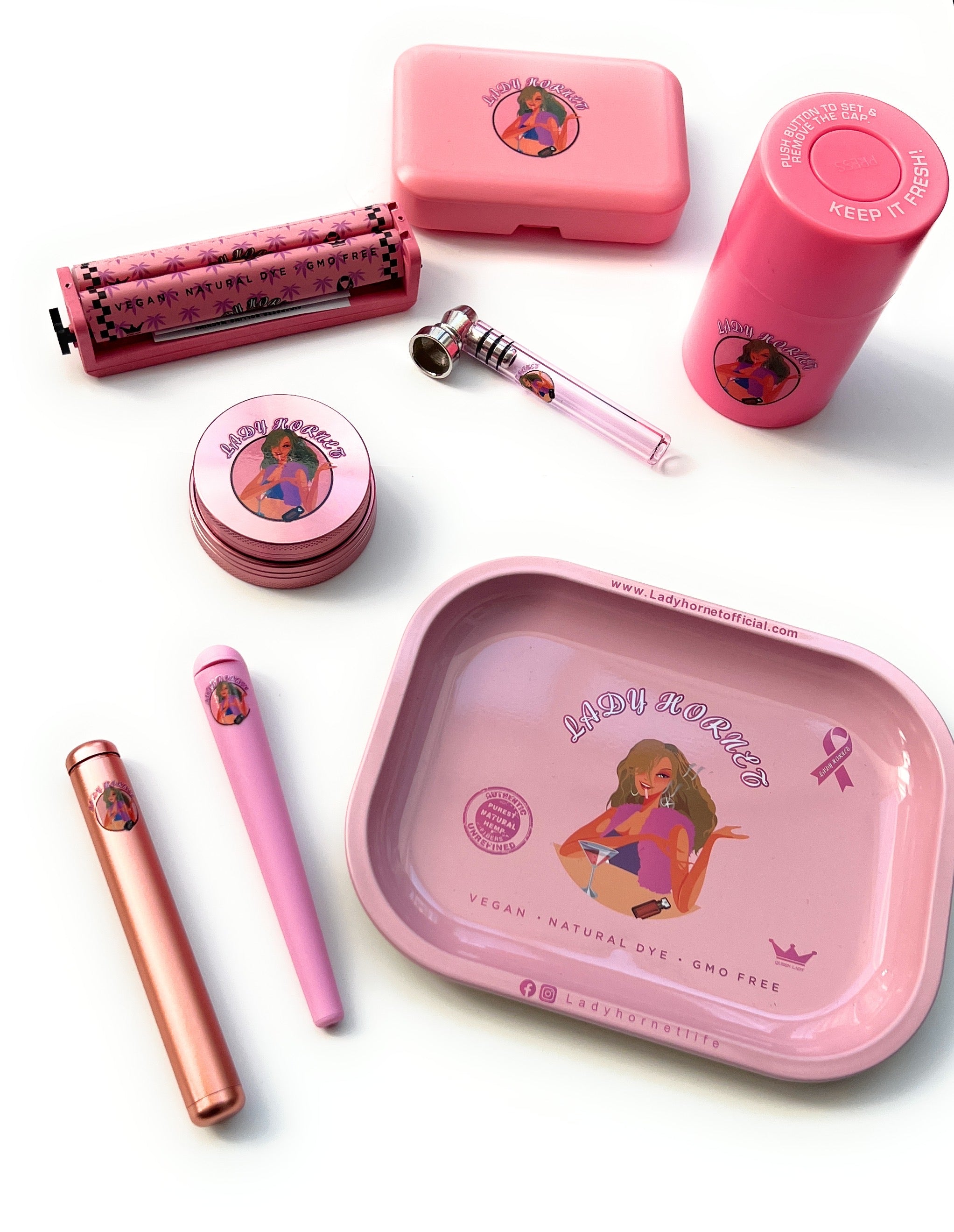 XXL Smoking Set in Pink inkl. hochwertiger Aufbewahrungsbox, Riesen Lady Raucherset