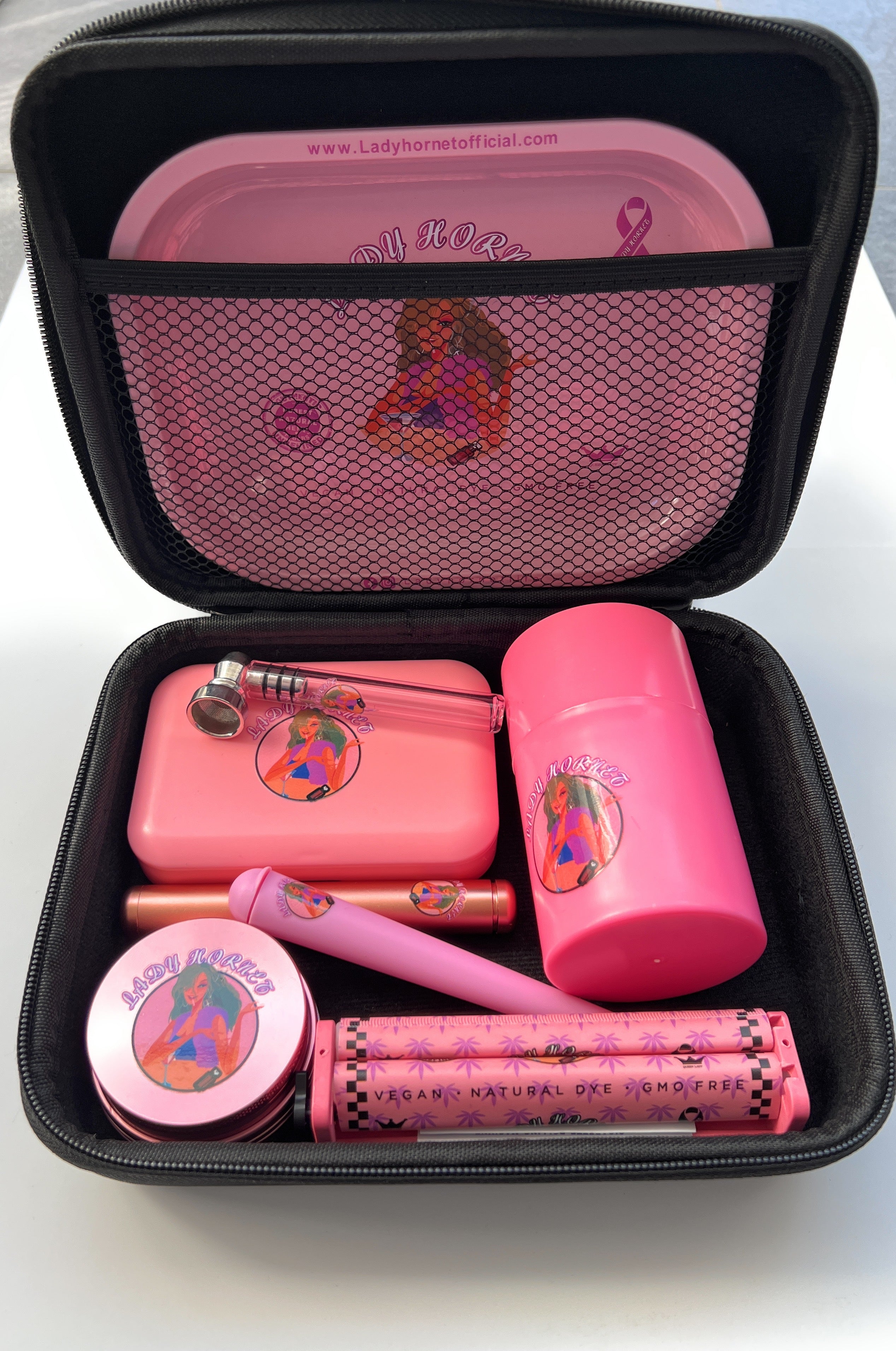 XXL Smoking Set in Pink inkl. hochwertiger Aufbewahrungsbox, Riesen Lady Raucherset