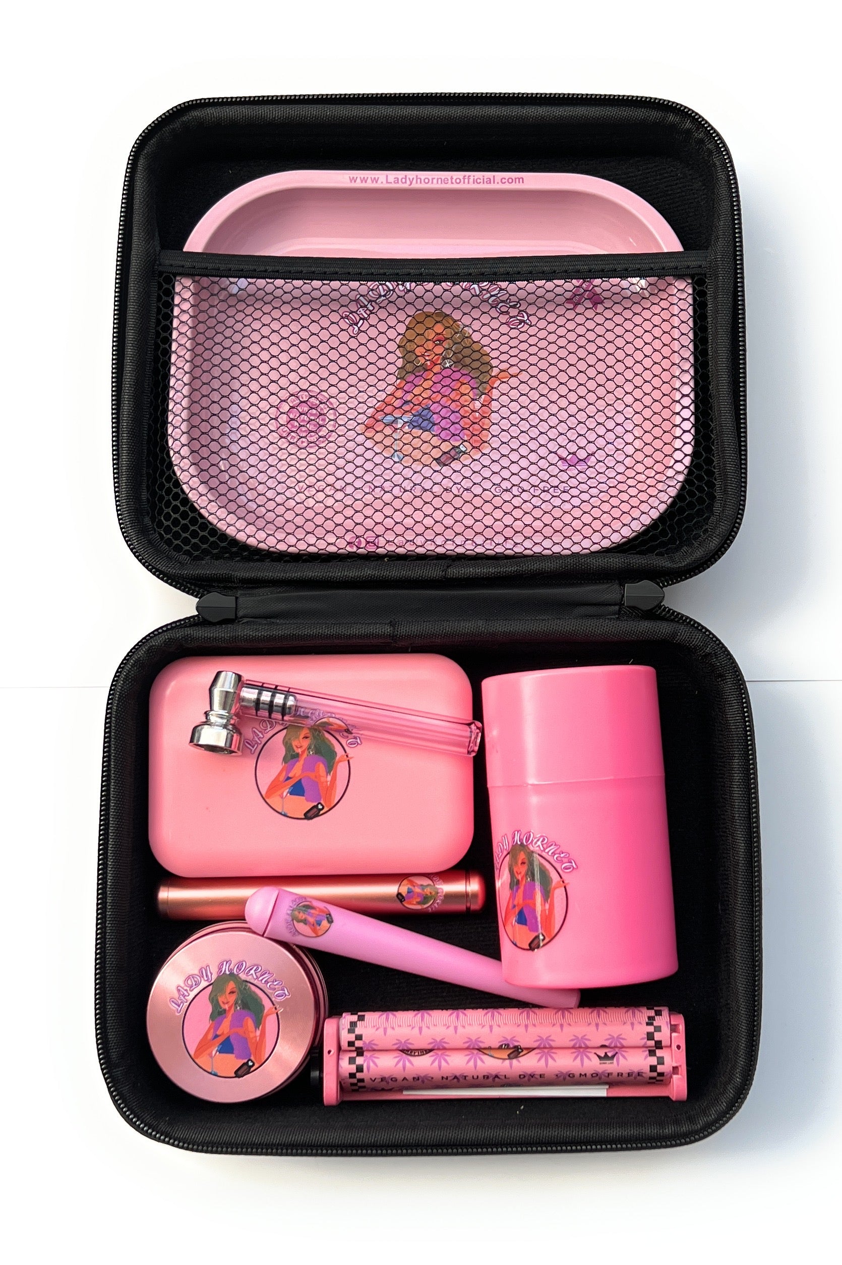 XXL Smoking Set in Pink inkl. hochwertiger Aufbewahrungsbox, Riesen Lady Raucherset