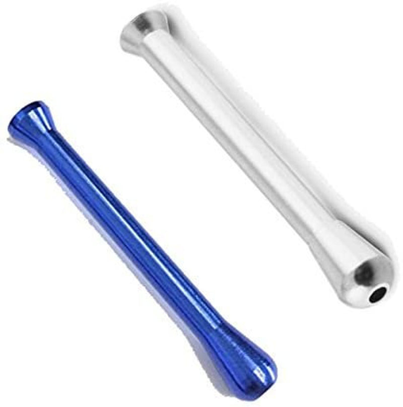 2 x Colored Metal Straw Strohhalm Ziehröhrchen Snuff Bat Snorter Nasal Tube Bullet Sniffer Snuffer (Blau und Silber)