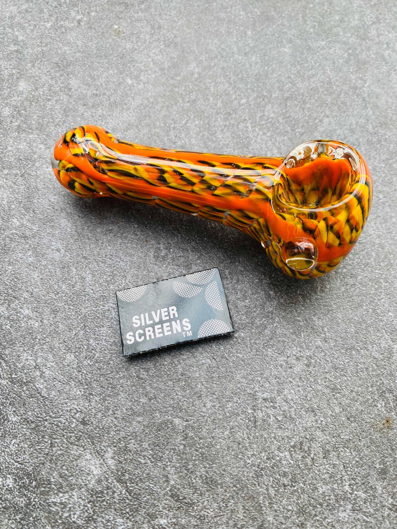 Smoking Pipe "Twisted Orange" Pipes Glas-Rauchzubehör Pfeife Glas inkl. Silver Screen Pfeifenfilter Rauchen Orange