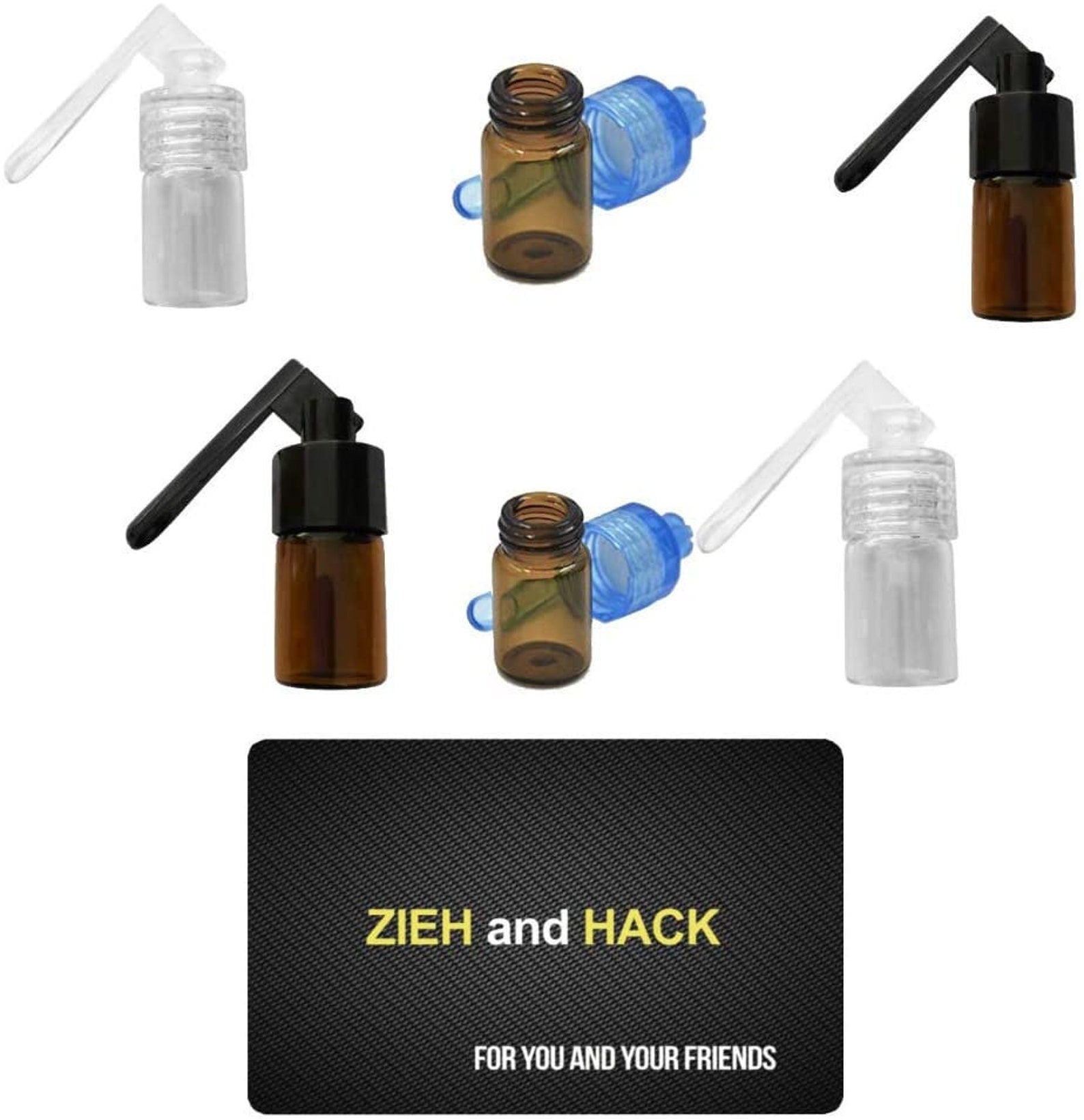 SET Spender (6 x inkl. 1 Zieh- und Hack Karte) Dosierer Portionierer sniff snuff sniffer Spender Dispenser mit ausklappbarem Löffel V5