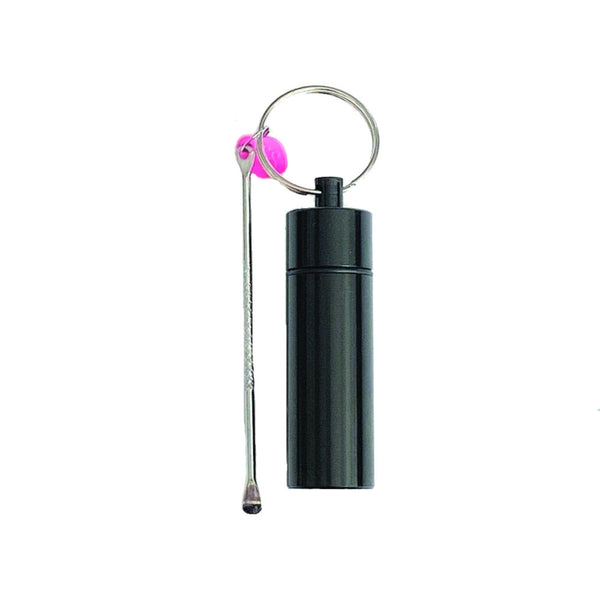 Aufbewahrungsbox mit Löffel, Aluminium Pillenbox Bottle Spender Dispenser Fashion steel bottle Removable Schlüsselanhänger in schwarz