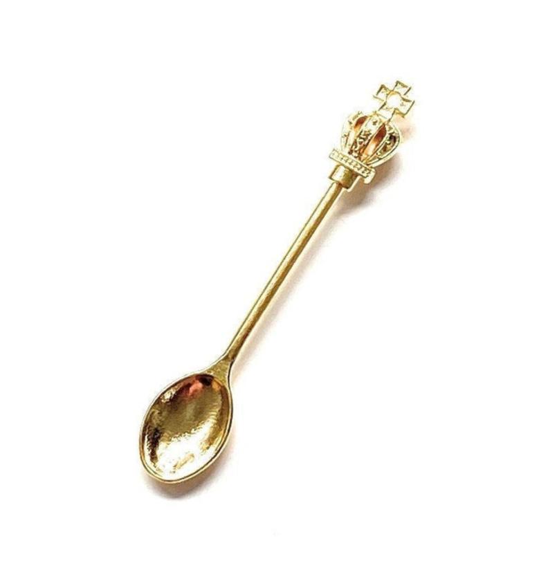 Mini Löffel mit Krone mit extra großem Löffel (ca.55mm) Charm Sniffer Snorter Snuff Powder Löffel Smoking Schnupftabak Spoon Gold