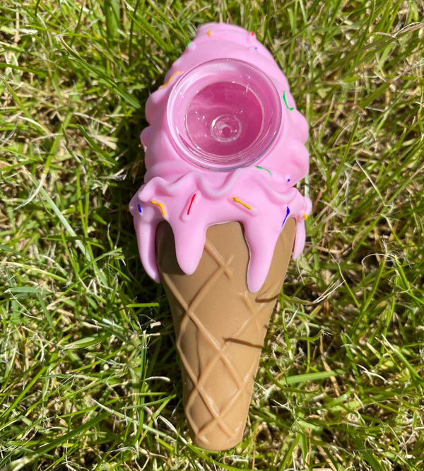 Pipe à fumer «crème glacée» en Silicone, accessoires pour fumer, tuyau à glace rose, cône de glace