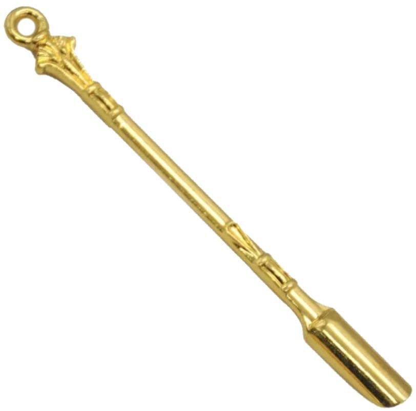 2 xMini Löffel (85mm) Charm Sniffer Snorter Snuff Snorter Powder Löffel Smoking Zubehör mit chinesischem Schriftzug in Gold